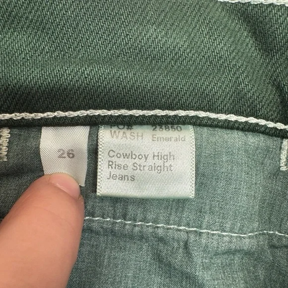 Reformation Cowboy High Rise Straight Jeans Emerald Green Size 26 (meas 28) - Picture 8 of 15